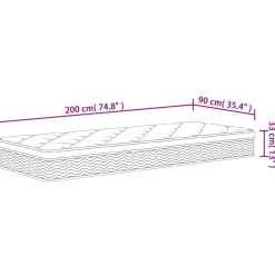 Materac kieszeniowy Biały 90 x 200 cm Pianka vidaXL
