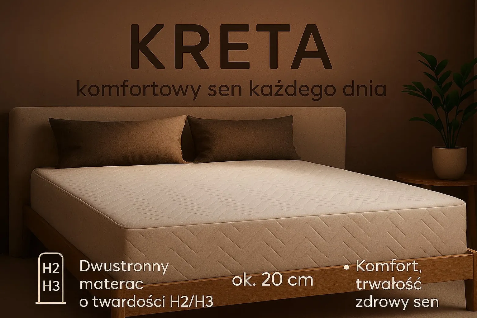 Materac kieszeniowy KRETA, 80x200 cm, H2/H3