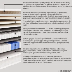 Materac sprężonowy kieszeniowy 7 stref - twardość H3 - SILVA 80x200 cm