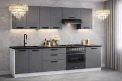 Meble Kuchenne Lizbona Zestaw 240cm Antracyt Modułowe Szafki