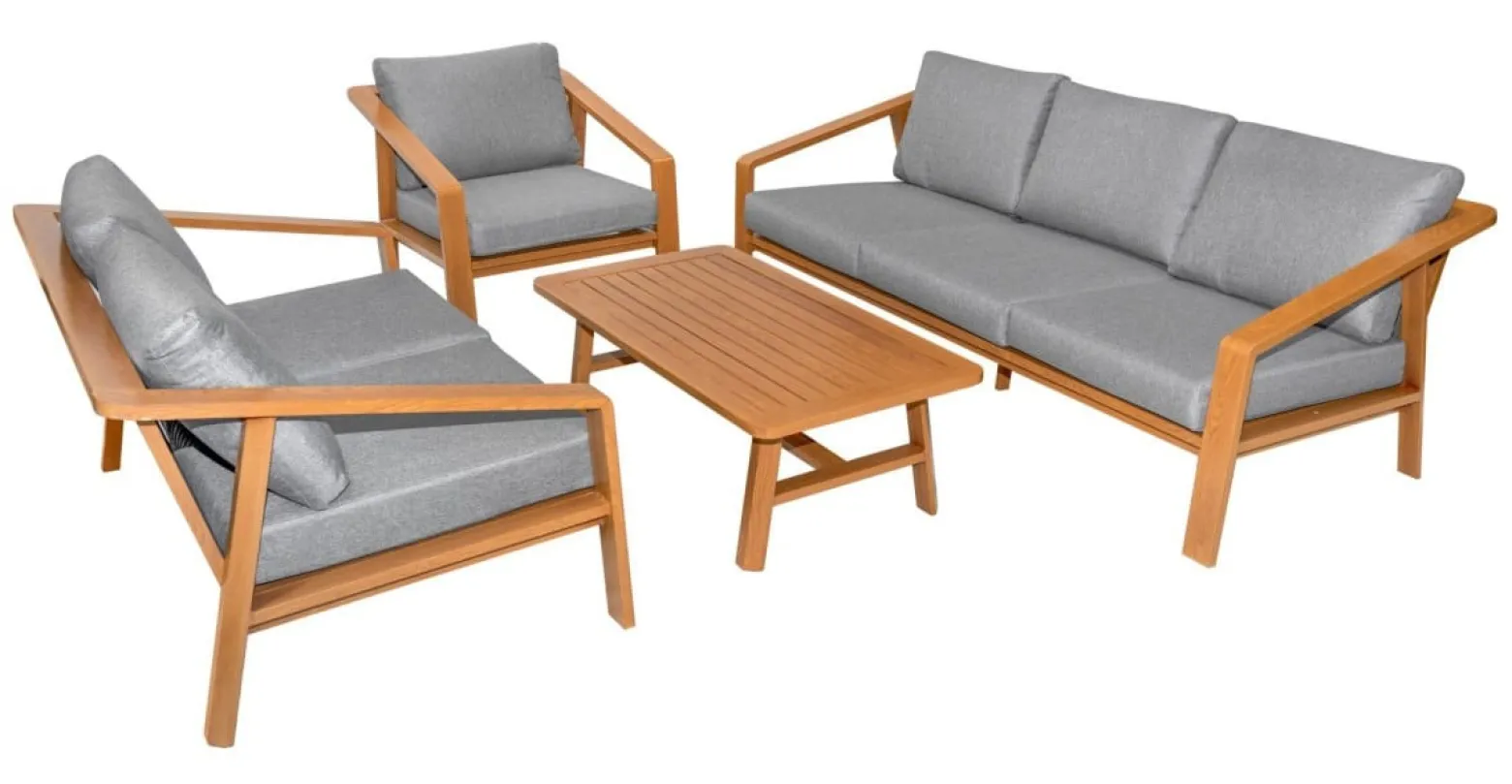 Meble Ogrodowe Aluminiowe Dwie Sofy + Fotel + Stolik