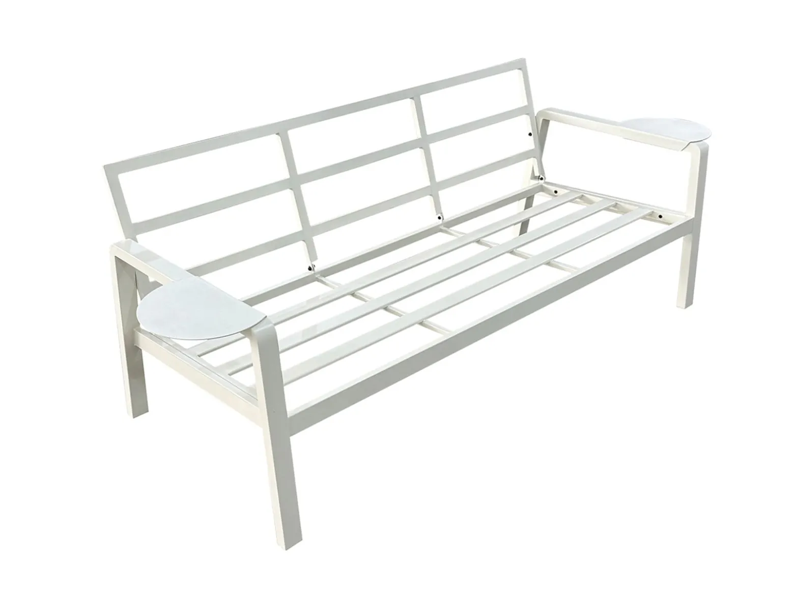 Meble ogrodowe metalowe BIANCO białe kremowe, sofa i fotele wodoodporne