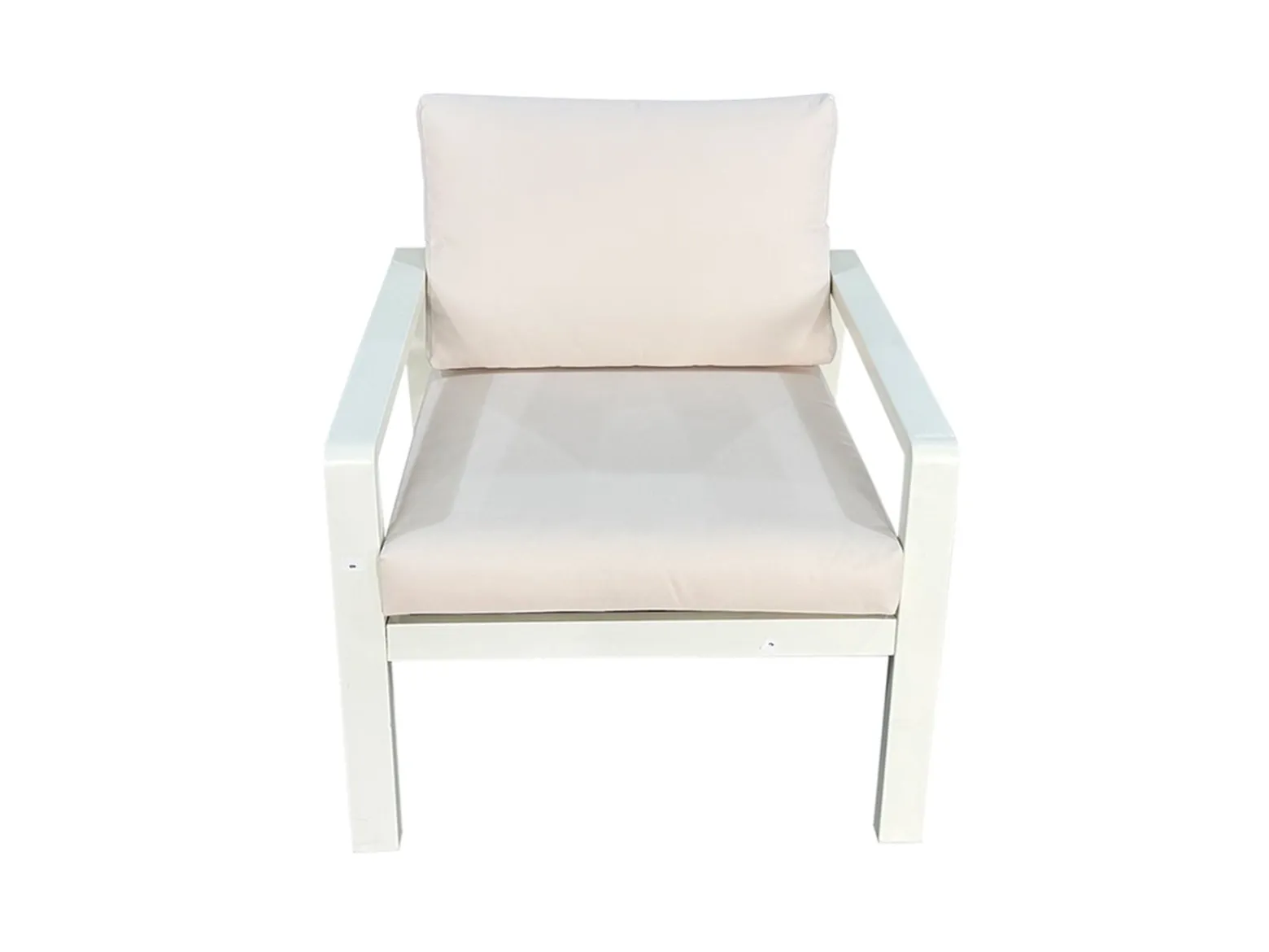 Meble ogrodowe metalowe BIANCO białe kremowe, sofa i fotele wodoodporne