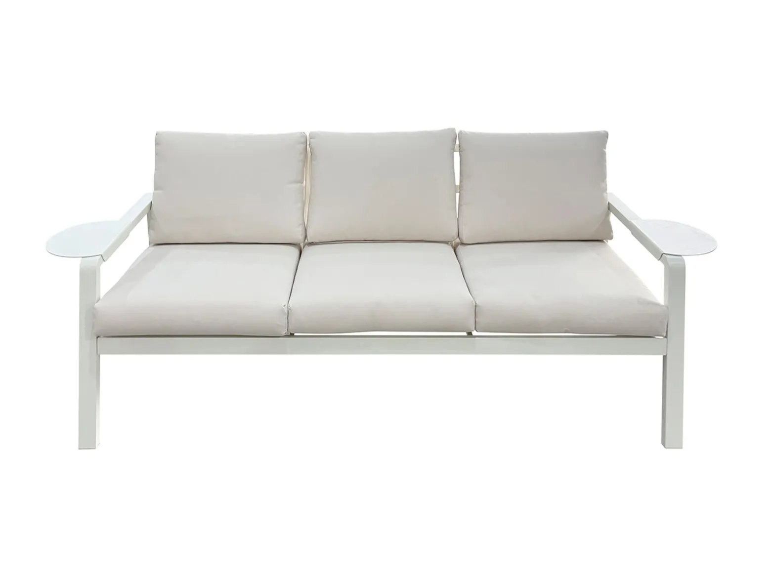 Meble ogrodowe metalowe BIANCO białe kremowe, sofa i fotele wodoodporne