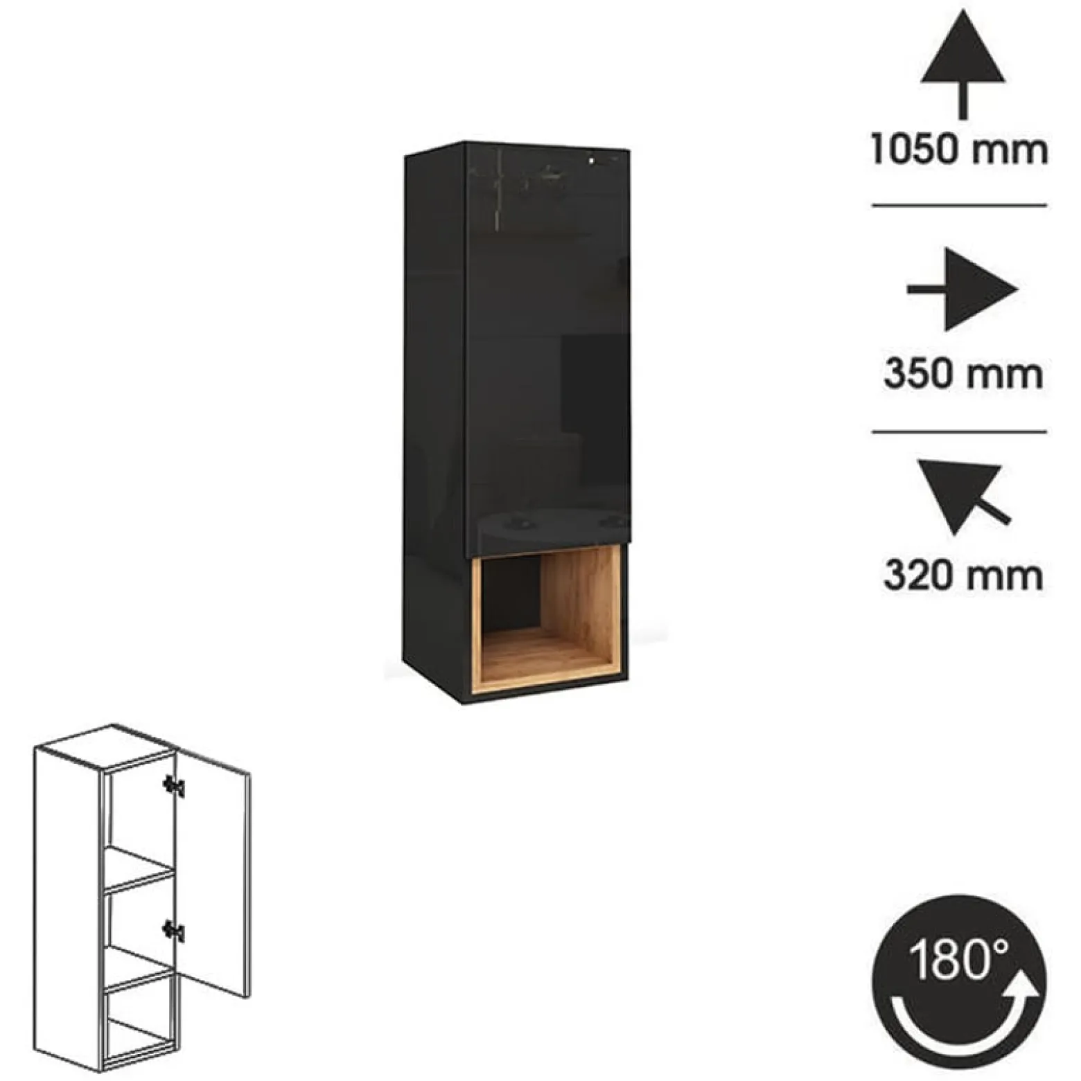 Meblościanka do salonu PREMIUM czarny połysk