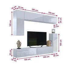 Meblościanka PREMIUM 245 cm biały połysk