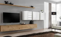 Meblościanka SWITCH LAMEL VII dąb wotan/biała