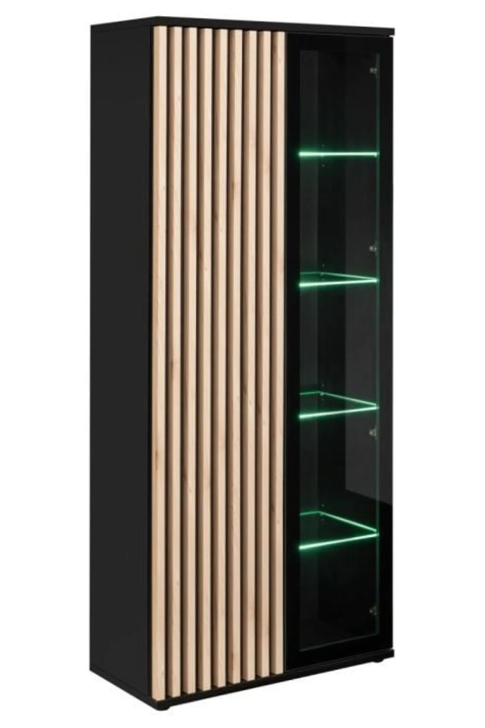 Meblościanka CAMERON LED hickory jackson/czarna z biokominki