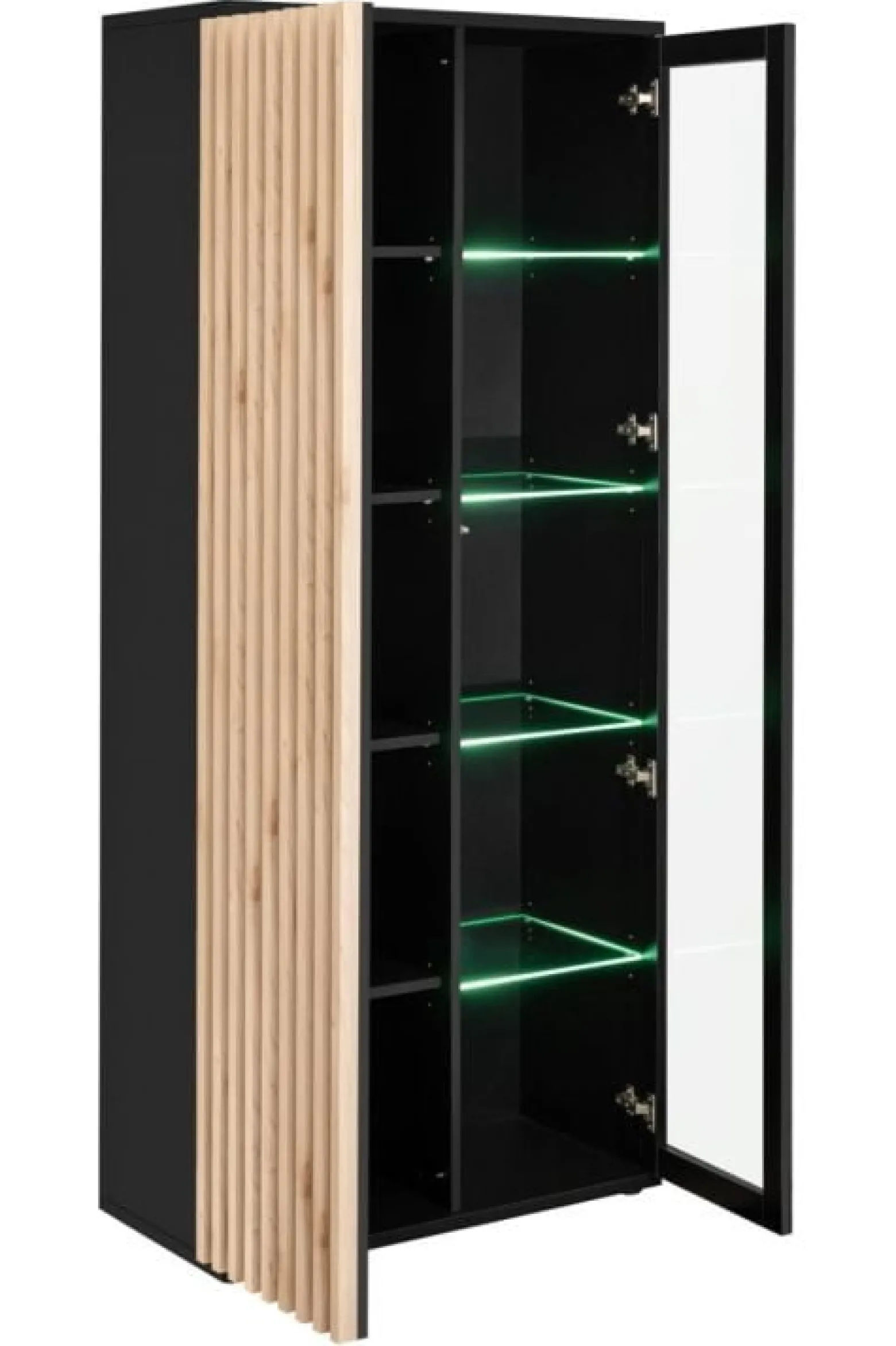 Meblościanka CAMERON LED hickory jackson/czarna z biokominki