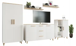 Meblościanka MALMO artisan-biały komoda regał szafa RTV