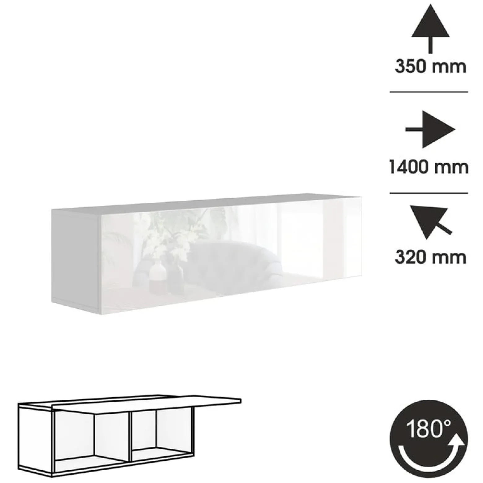 Meblościanka PREMIUM do salonu 280 cm biały połysk