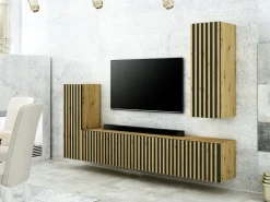 Mebloscianka Loft Z Lamelami Zestaw Trend-7 Dab Artisan