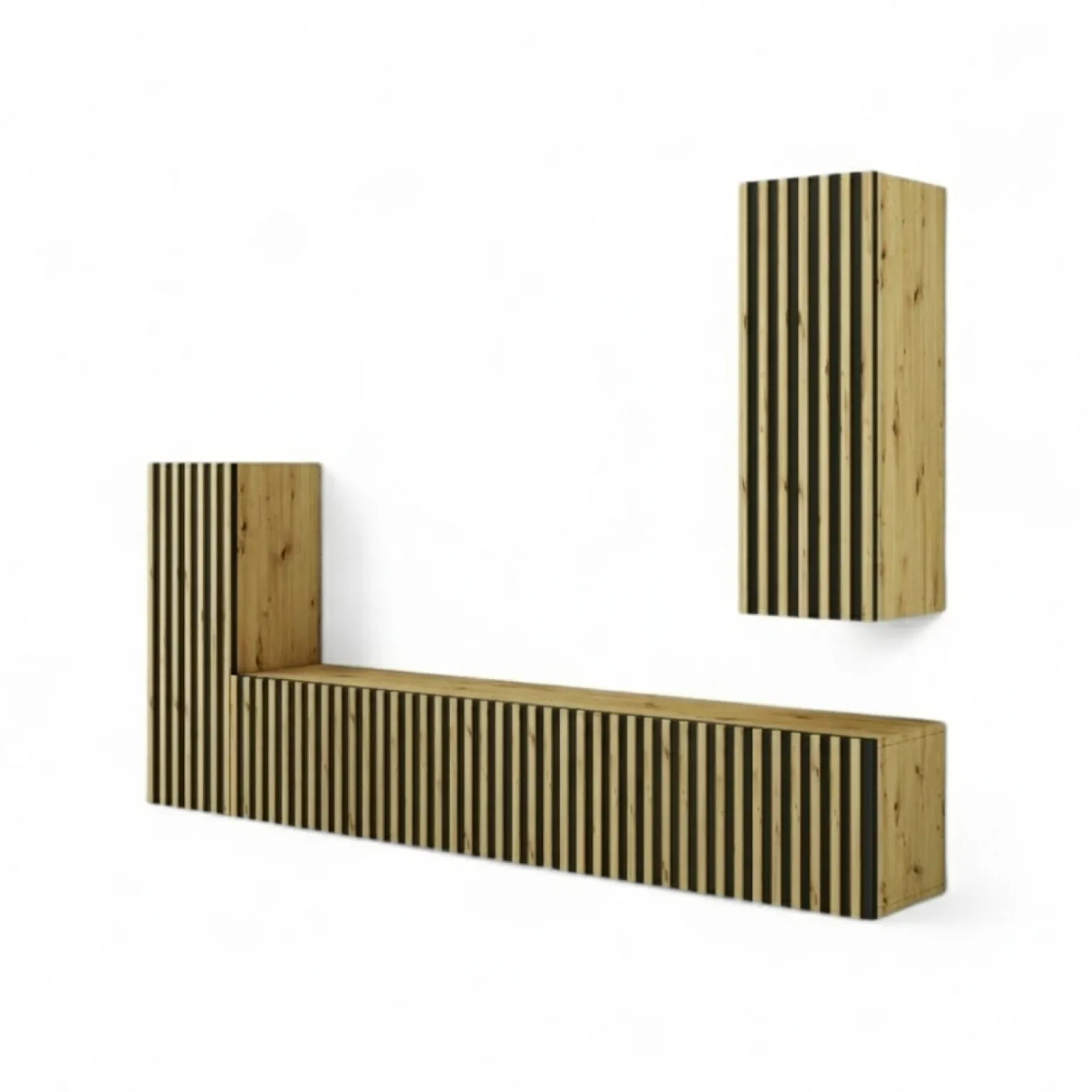 Mebloscianka Loft Z Lamelami Zestaw Trend-7 Dab Artisan