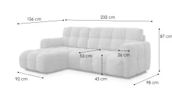 MELLOW sofa narożna 3 osobowa lewa, beżowa