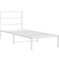 Metalowa rama łóżka z wezgłowiem, biała, 80x200 cm