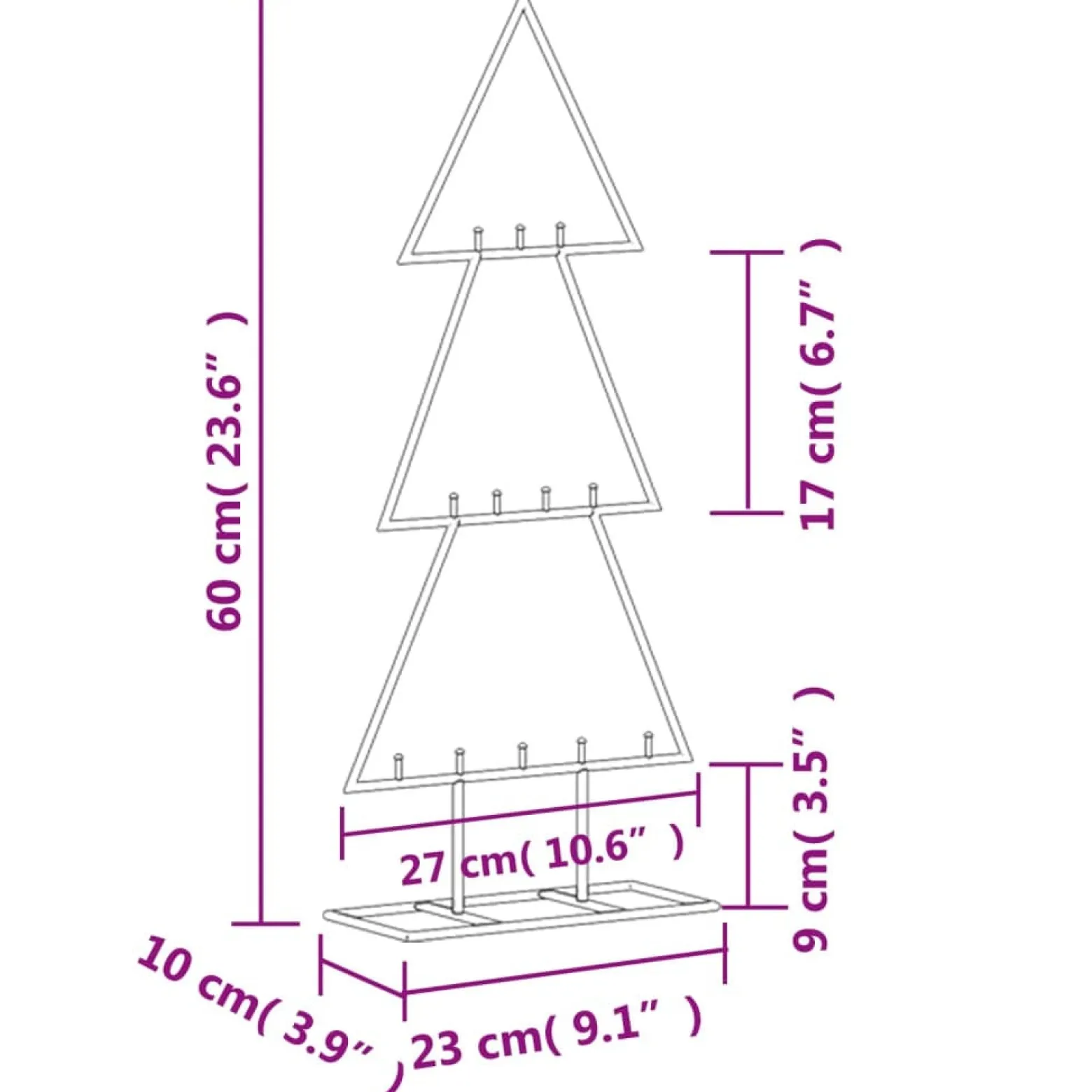 Metalowa choinka świąteczna do dekoracji czarna 60 cm