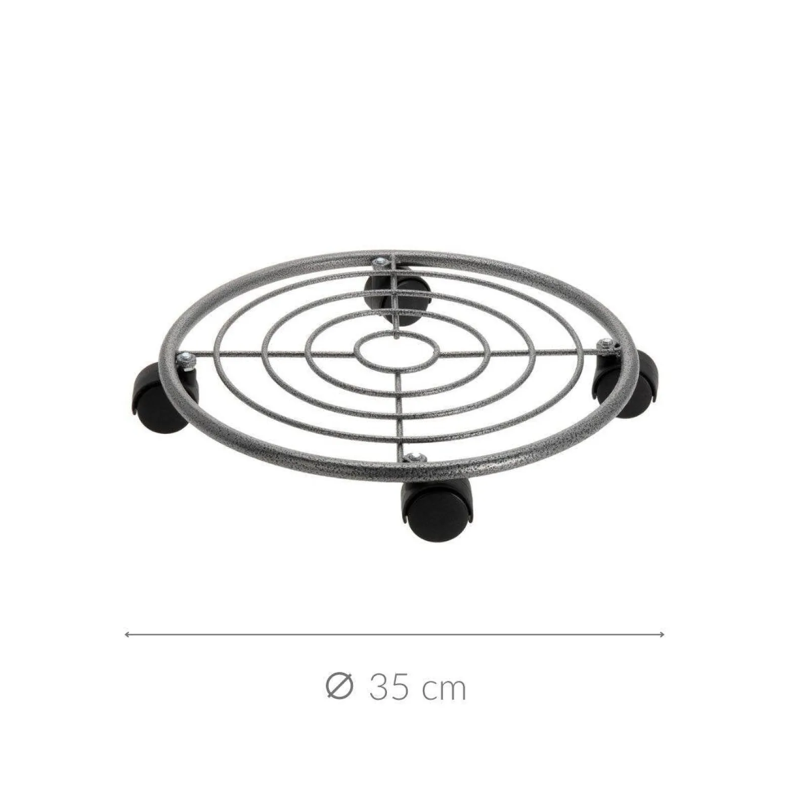 Metalowa podstawka pod donicę na kółkach, 35 cm