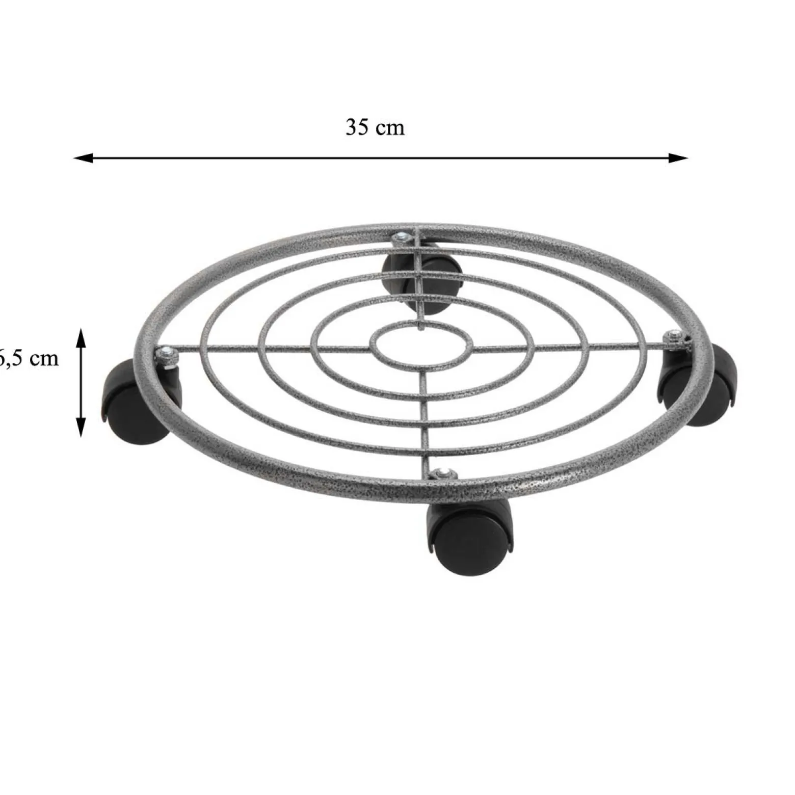 Metalowa podstawka pod donicę na kółkach, 35 cm