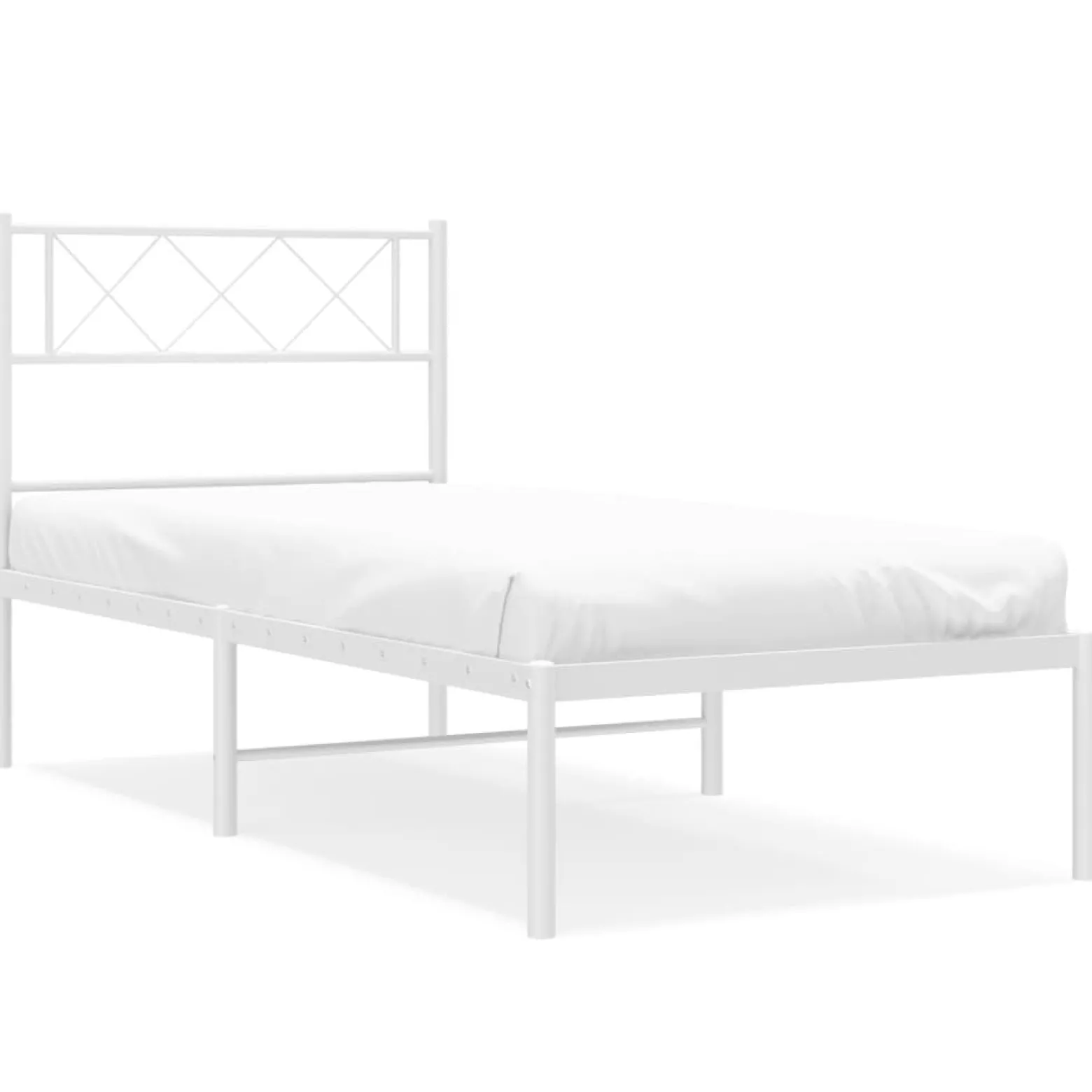 Metalowa rama łóżka z wezgłowiem biała 80x200 cm
