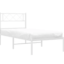 Metalowa rama łóżka z wezgłowiem biała 80x200 cm