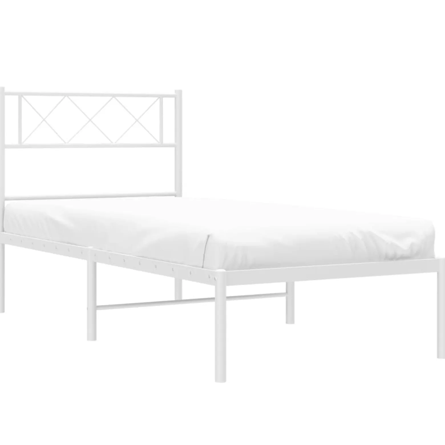 Metalowa rama łóżka z wezgłowiem biała 80x200 cm