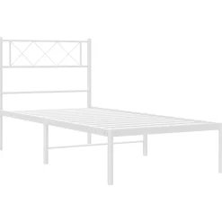 Metalowa rama łóżka z wezgłowiem biała 80x200 cm