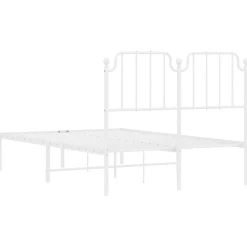 Metalowa rama łóżka z wezgłowiem, biała, 120x200 cm