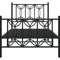 Metalowa rama łóżka z wezgłowiem i zanóżkiem czarna 75x190