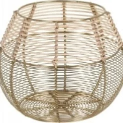 Metalowy druciany świecznik lampion złoty glamour ażurowy 20 cm x 23 cm
