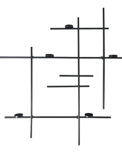 Metalowy świecznik ścienny 60 cm czarny