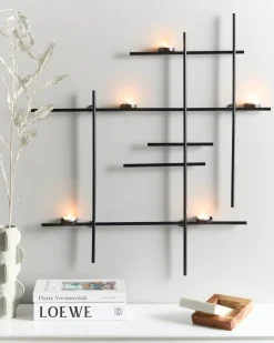Metalowy świecznik ścienny 60 cm czarny