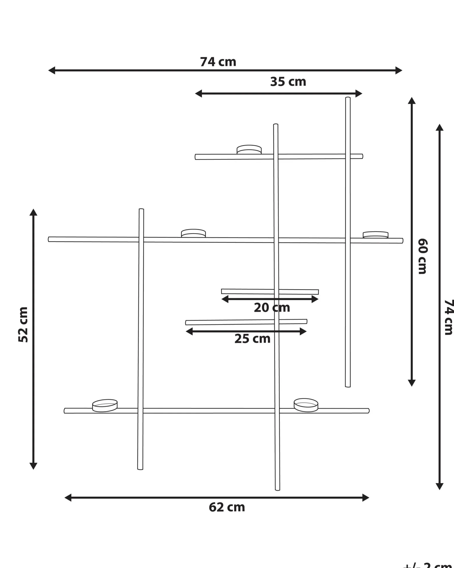 Metalowy świecznik ścienny 60 cm czarny