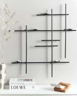 Metalowy świecznik ścienny 60 cm czarny