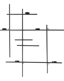 Metalowy świecznik ścienny 60 cm czarny