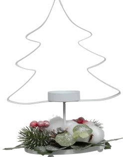 Metalowy świecznik w kształcie choinki na tealight, 25 cm
