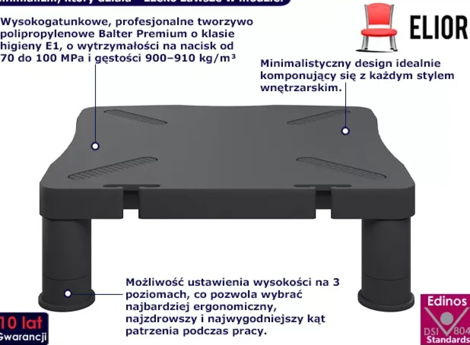 Minimalistyczna nadstawka na biurko z regulowanymi nóżkami - Naren