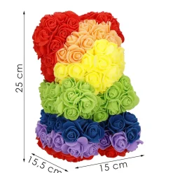 Miś z róż 25 cm multikolor rose bear miś różany z pudełkiem