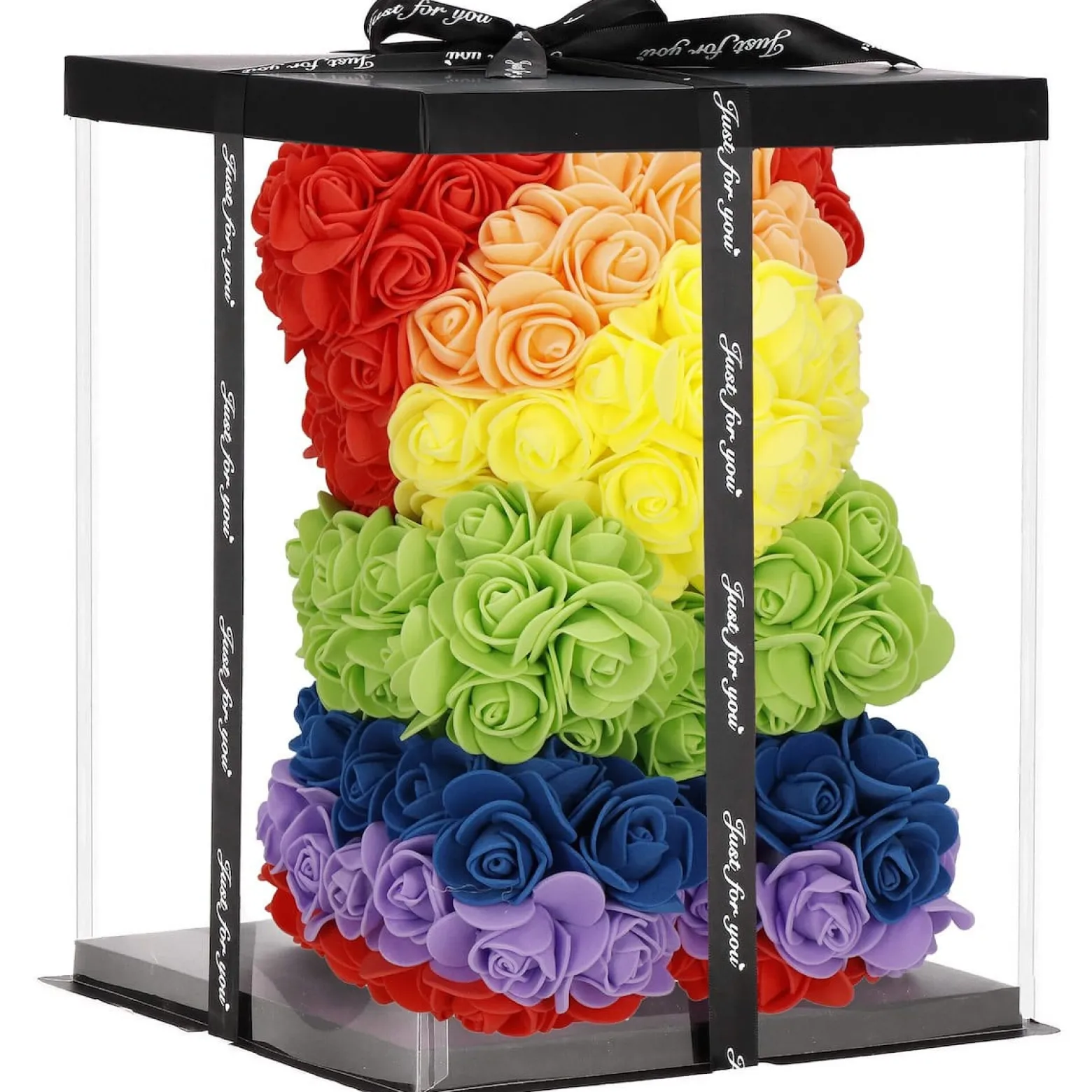 Miś z róż 25 cm multikolor rose bear miś różany z pudełkiem
