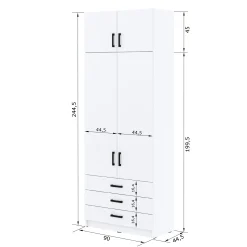 Młodzieżowa szafa Sigma MAX B4 3SZ 90 cm z szufladami - biała