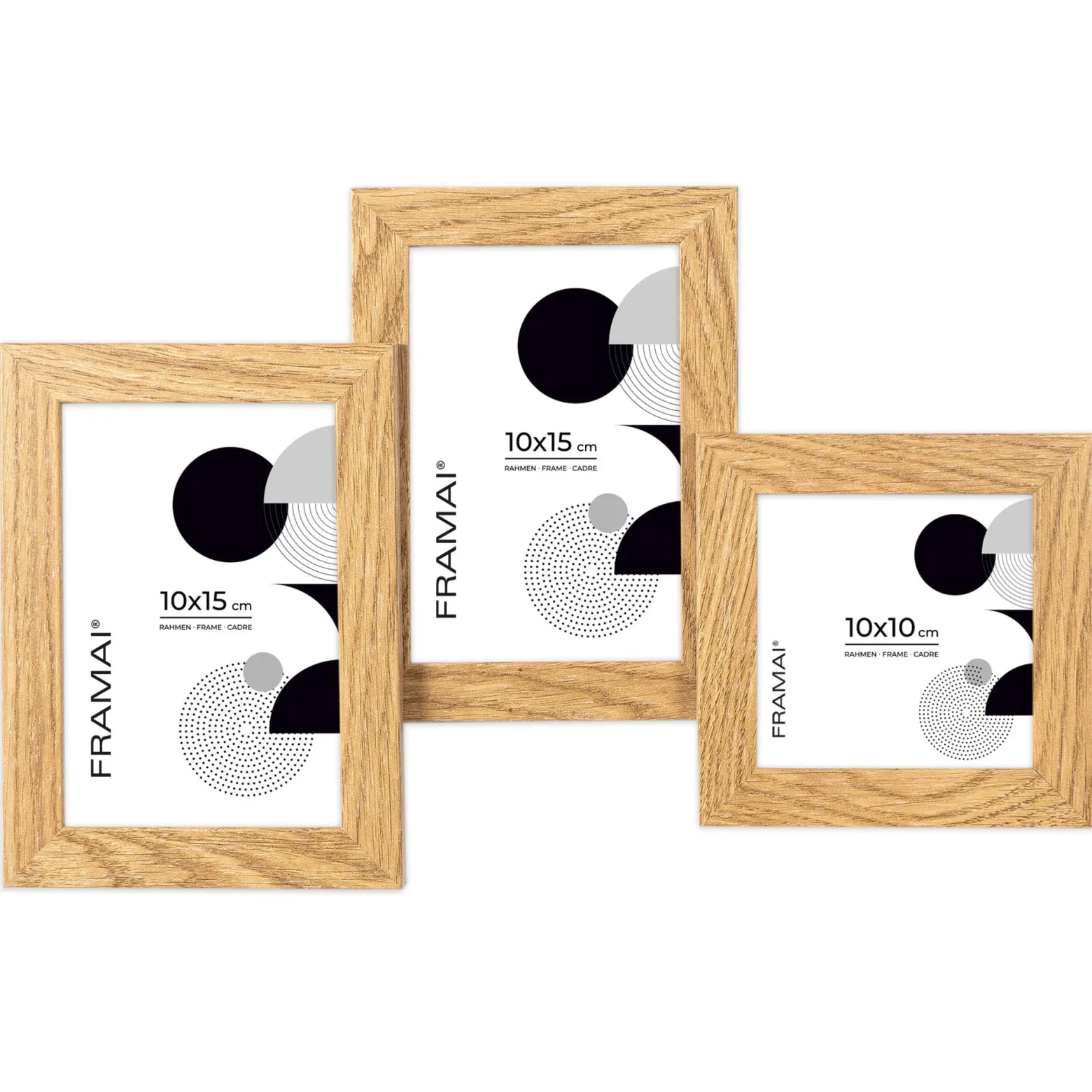 Multirama na zdjęcia dębowa ramka na trzy zdjęcia 10x15 10x10 3 w 1 FRAMAI®