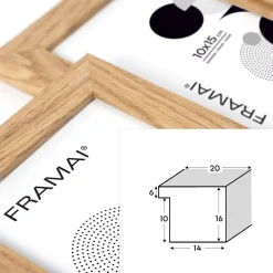 Multirama na zdjęcia dębowa ramka na trzy zdjęcia 10x15 10x10 3 w 1 FRAMAI®