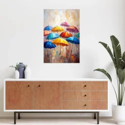 Naklejka na ścianę do salonu Feeby Kolorowe Parasolki Abstrakcja 20x30