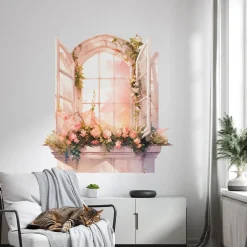 Naklejka 3D romantyczne okno wyrwa efekt dziury 75x80