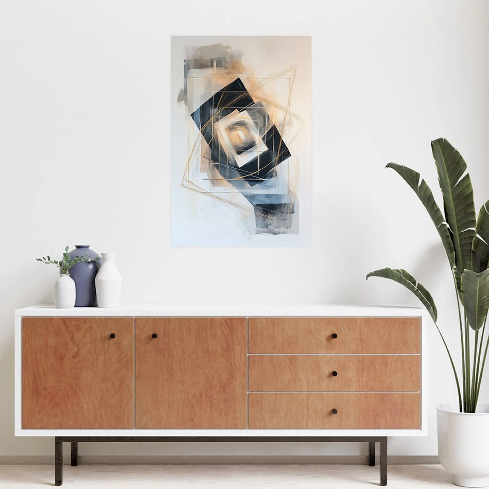 Naklejka na ścianę Feeby Abstrakcja Kształty Geometria Beżowy 20x30