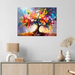 Naklejka na ścianę Feeby 3D Kolorowe Kwitnące Drzewo Życia 30x20