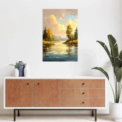 Naklejka na ścianę Feeby Jezioro Drzewa Pejzaż Natura 20x30