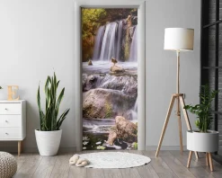 Naklejka na drzwi Kaczka na wodospadzie 75x205 cm Fototapeta