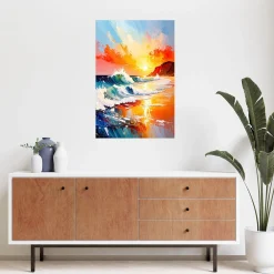 Naklejka samoprzylepna do salonu Feeby Morze Plaża Zachód słońca 20x30