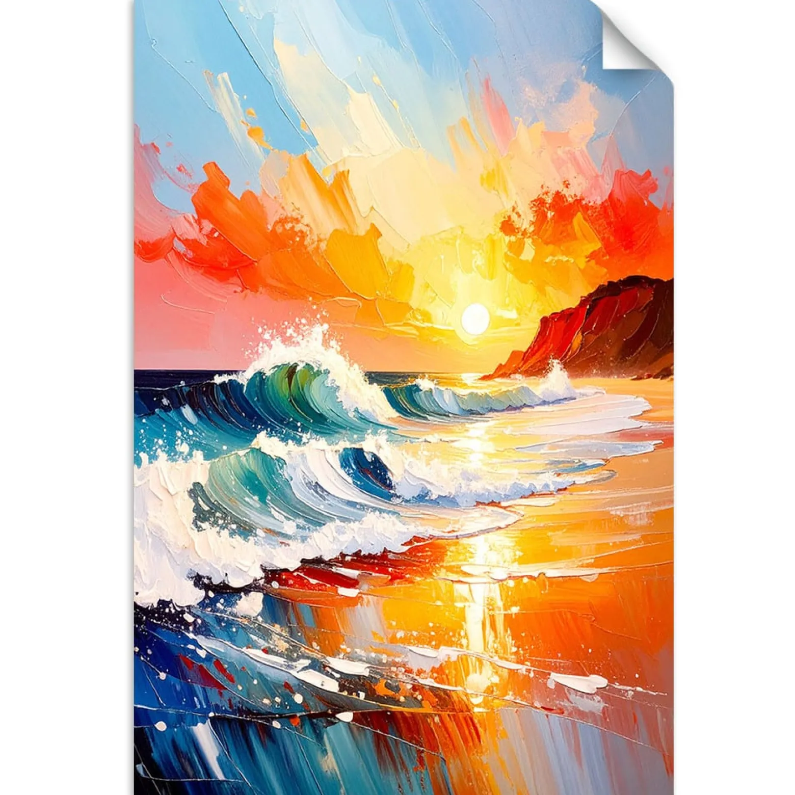 Naklejka samoprzylepna do salonu Feeby Morze Plaża Zachód słońca 20x30