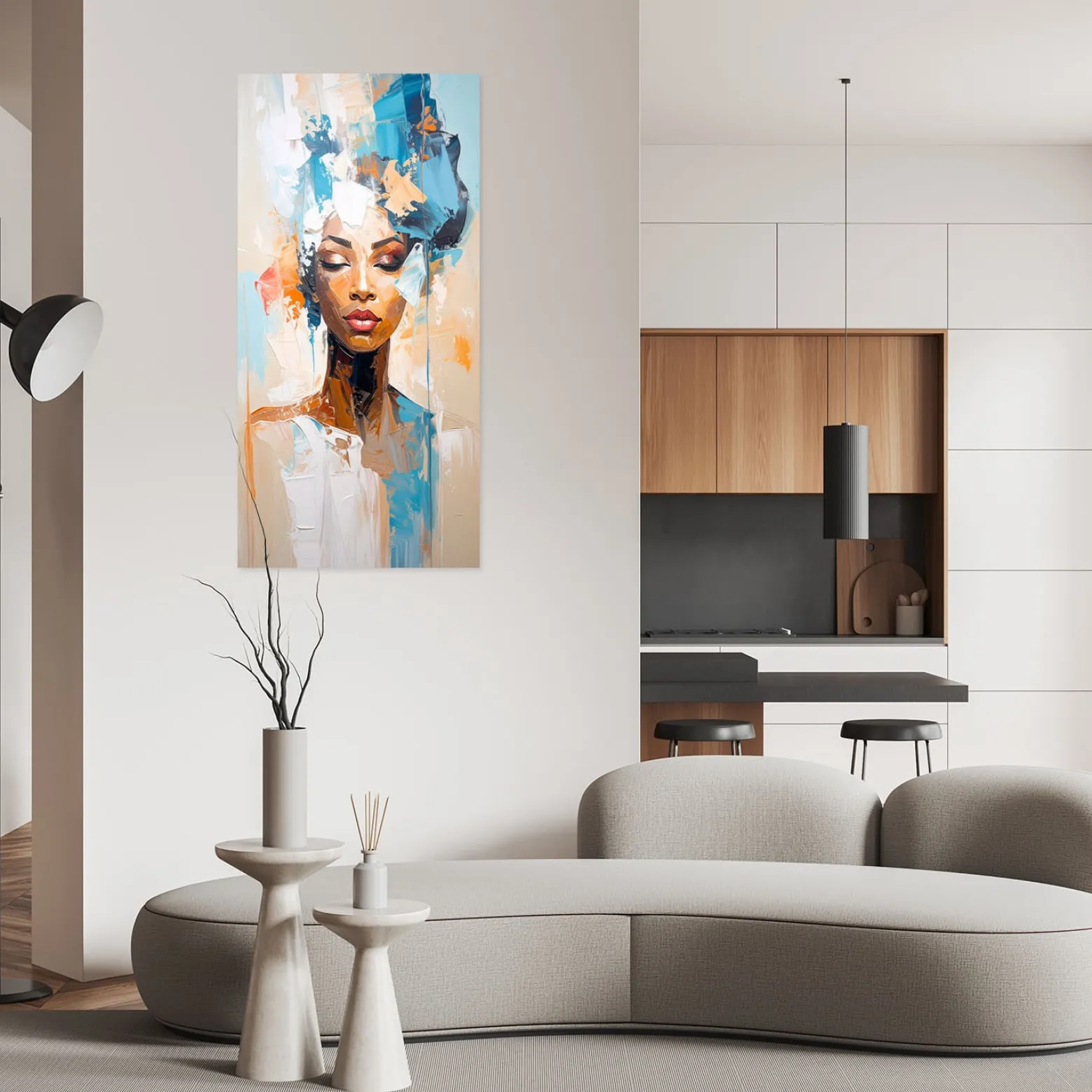 Naklejka samoprzylepna Feeby Portret kobiety abstrakcja turkusowy 40x80